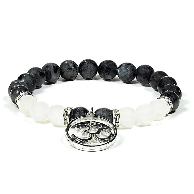Armband "Labradorit/weißer Achat"- Schutz, Ausgleich & spirituelle Ruhe