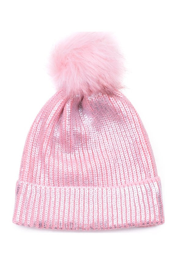Bommelmütze in rosa metallic – weiche Wintermütze für Wärme & Komfort – modisches Accessoire von Essential Anders