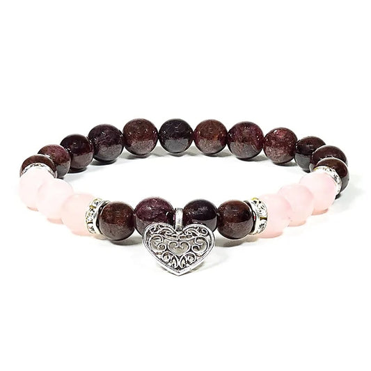 Granat-Rosenquarz-Armband - Mut, Lebensfreude und Selbstliebe