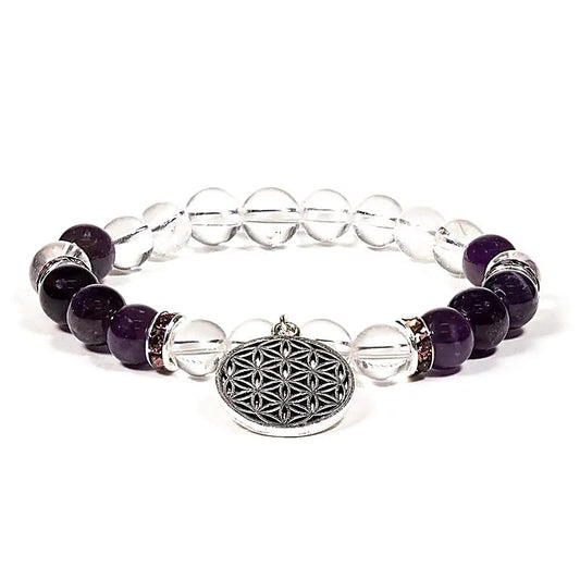 Armband "Bergkristall/Amethyst"- Klarheit, Spiritualität & Verbundenheit