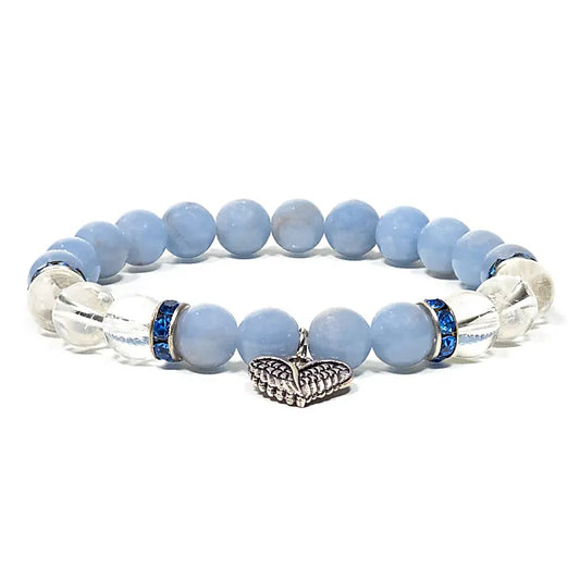 Armband "Angelit / Bergkristall"- Sanftmut, Klarheit & himmlischer Schutz