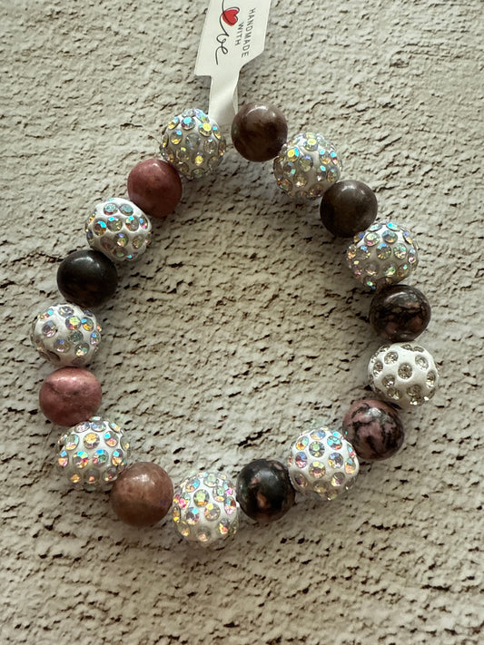 💖 Herzmut & Glanz (Kinder) – Rhodonit & Glitzersteine