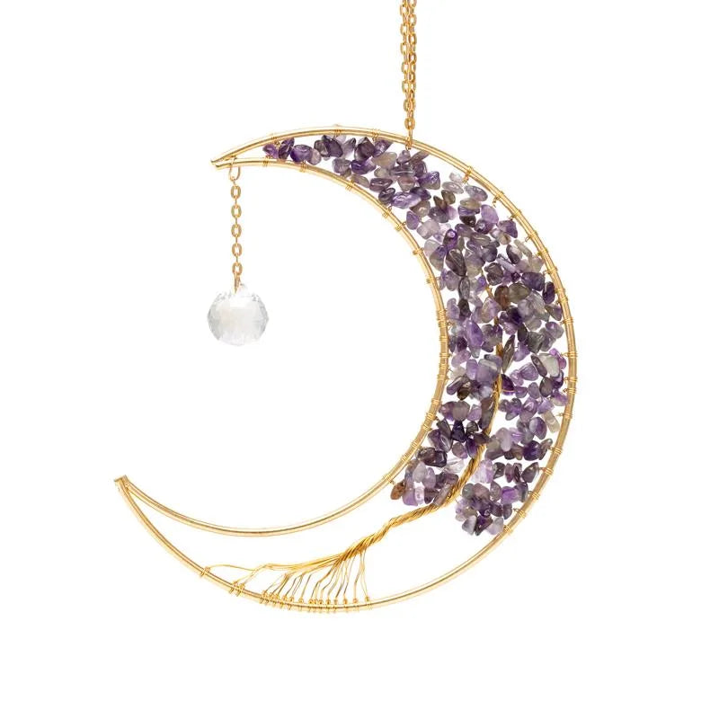 Sonnenfänger Mond mit Amethyst und Lebensbaum