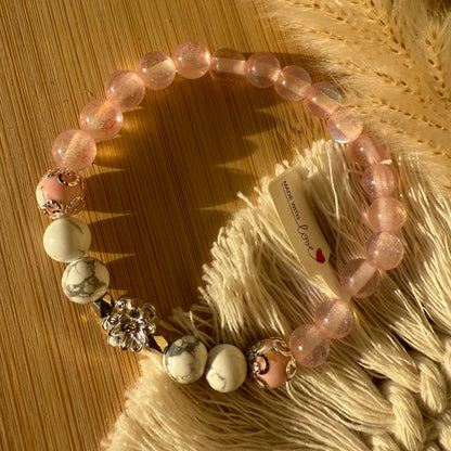 🌸 „Gelassenheit & Ruhe“ – Howlith & rosa Muschel mit Blume