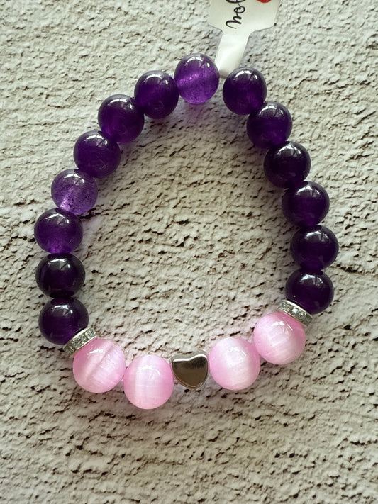 💜 Herzensmut (Kinder) – Amethyst, Rosa Steine & Silberherz