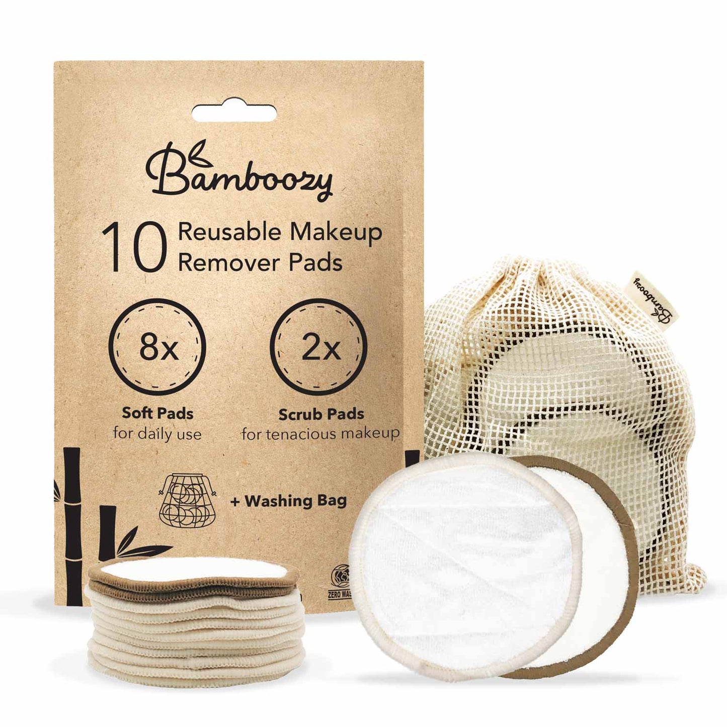 Cosmeau Wiederverwendbare Wattepads - 10 x weiße wiederverwendbare Wattepads