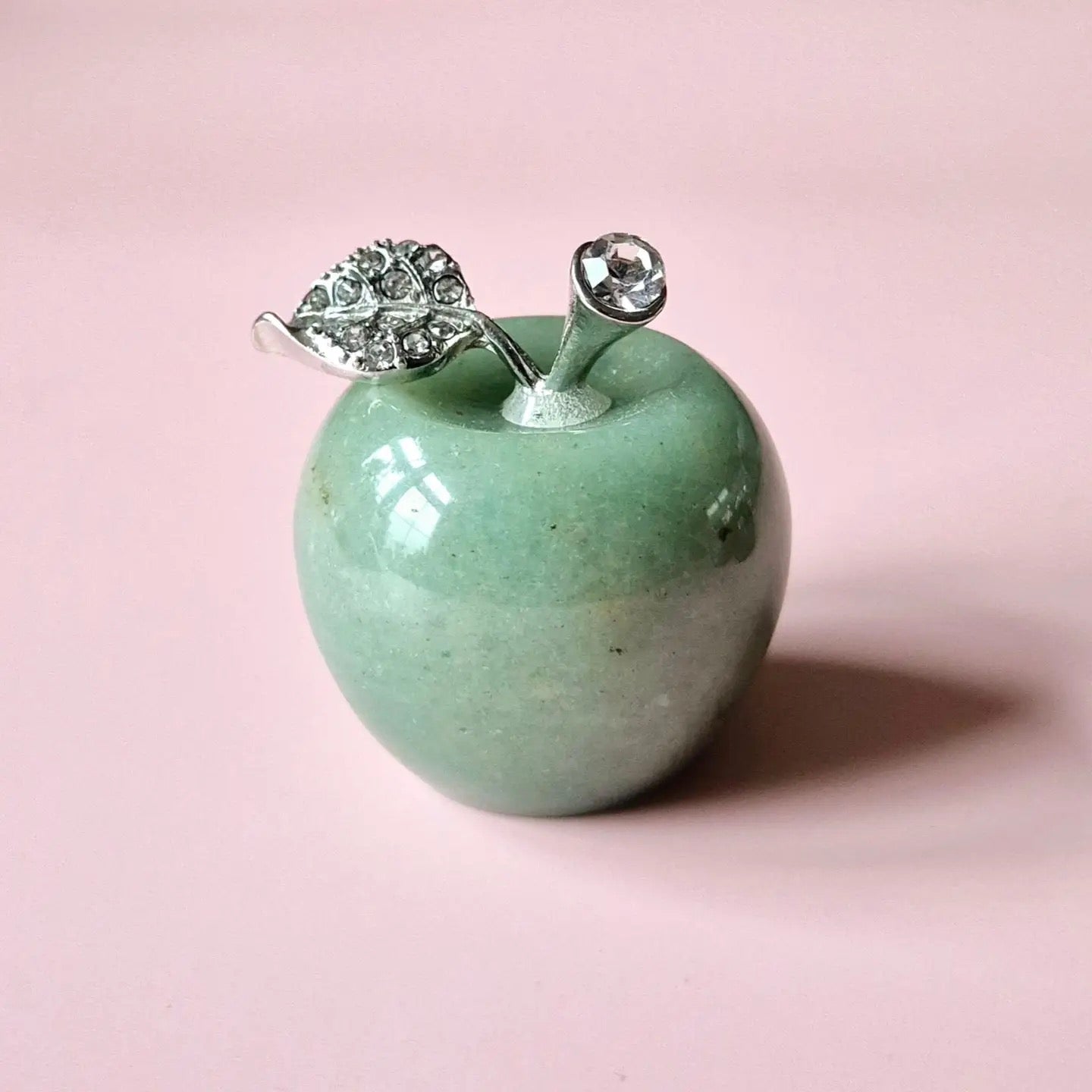 Mini-Edelstein-Apfel mit Strasssteinen (3x3 cm) - Grüner Aventurin