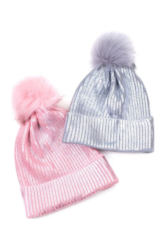 Mützen Set "Glitzer rosa"