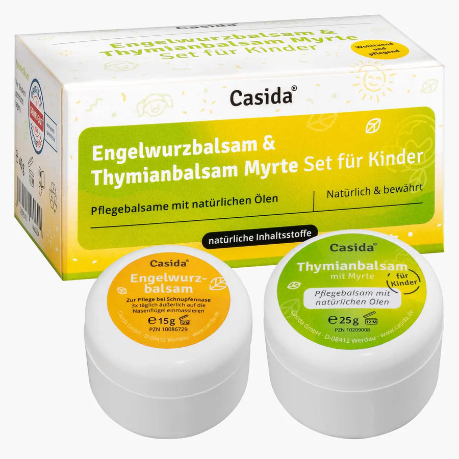 Engelwurz & Thymianbalsam Myrte Kinder Set -  Aromapflege bei Erkältung und Schnupfennase