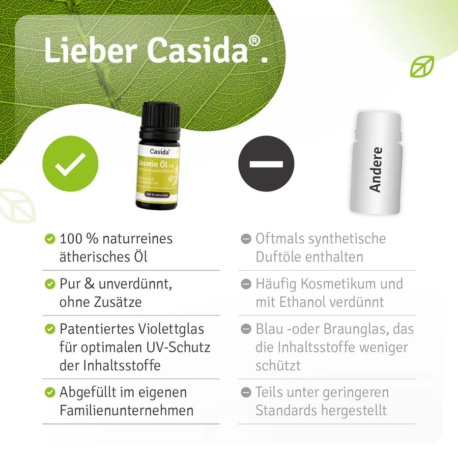 Jasmin Öl 5 % - Naturreines Jasmin Öl 5 % in Traubenkernöl (5ml)