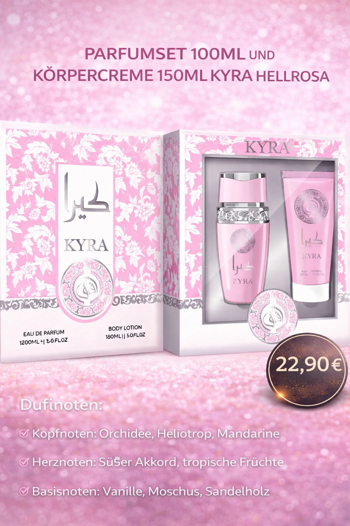 Kyra Hellrosa Parfum-Set – 100 ml + Körpercreme 150 ml