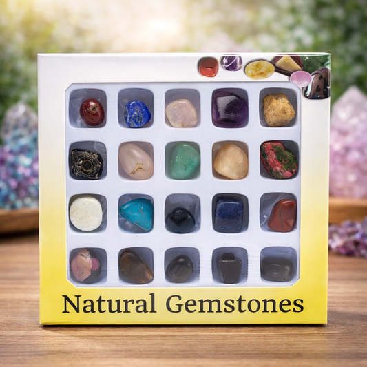 Box mit 20 Trommelsteinen