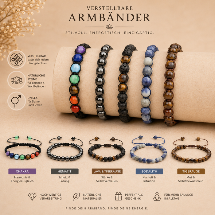 Verstellbare Heilstein-Armbänder