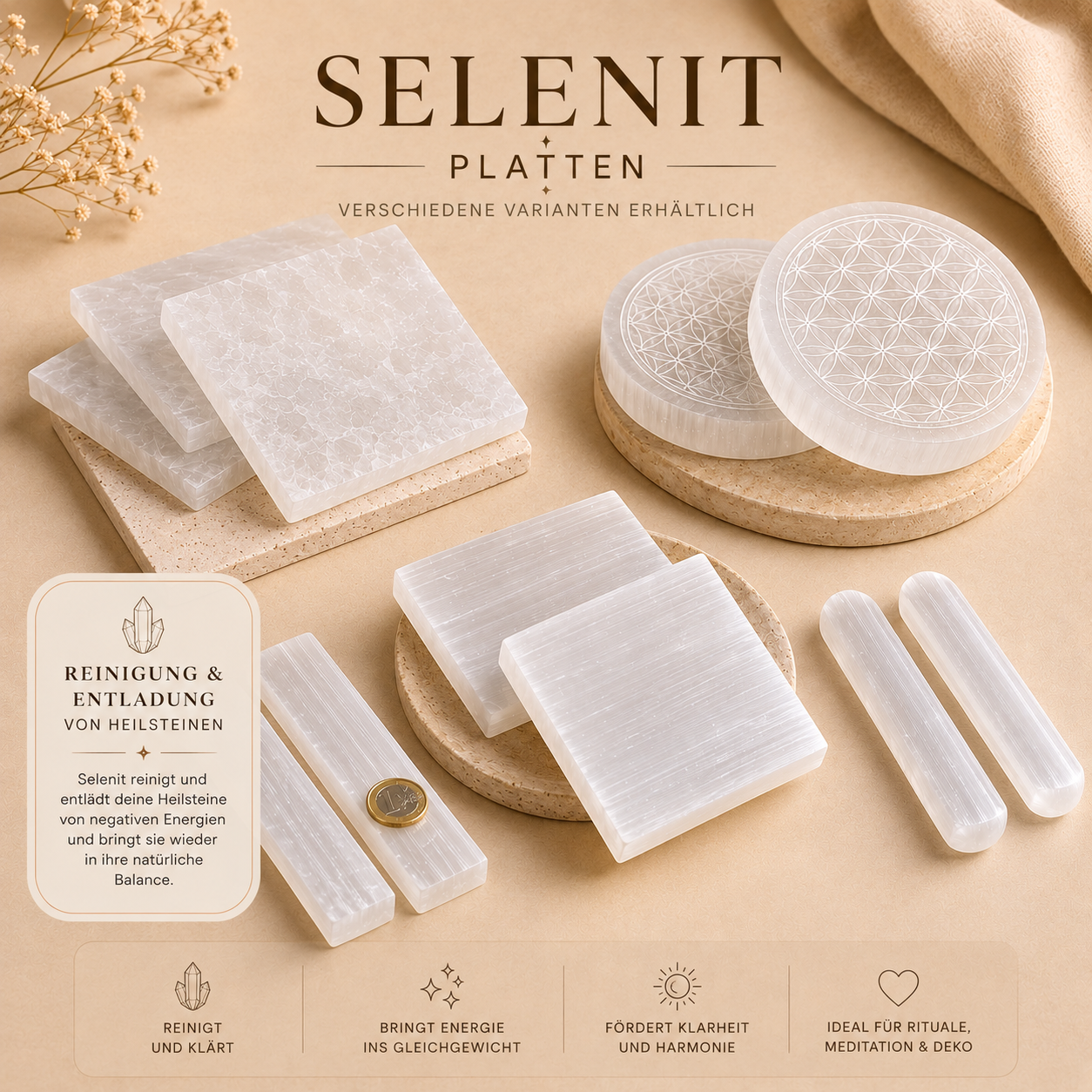 Selenitplatten & Selenitstäbe