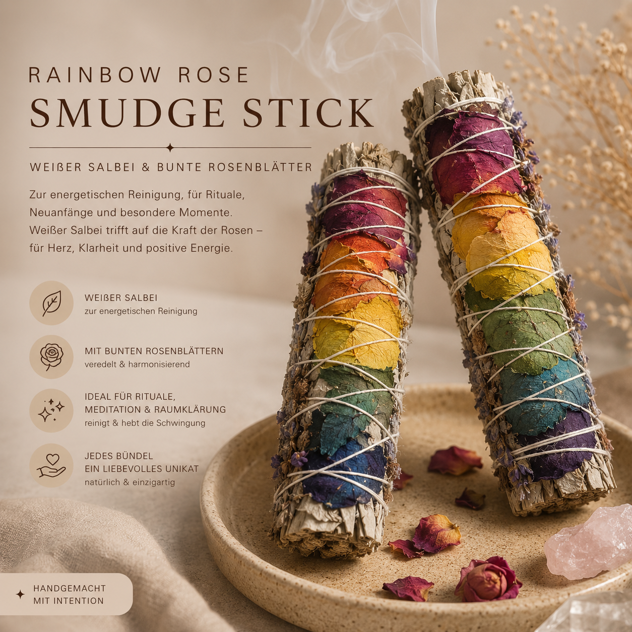 Rainbow Rose Smudge Stick