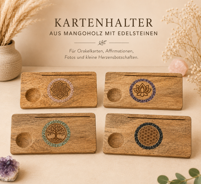 Kartenhalter aus Mangoholz
