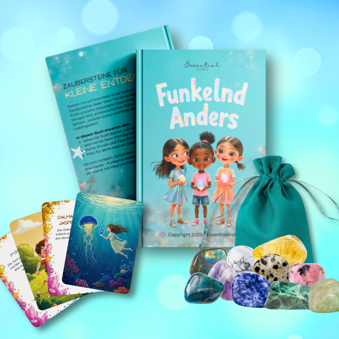 VORBESTELLUNG Funkelnd Anders – Premium-Set (Buch + Kartenset + Steinesäckchen)
