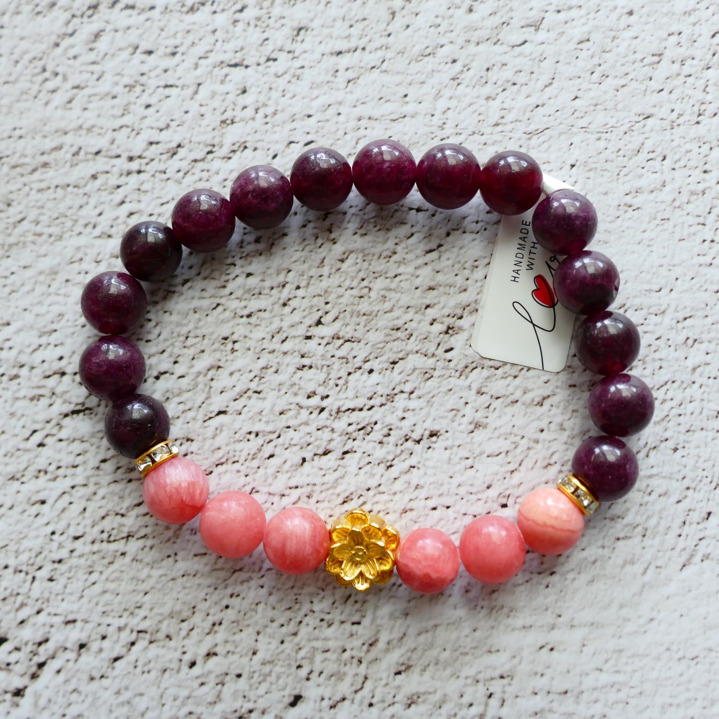🌹 Golden Bloom – Granat & Rhodochrosit