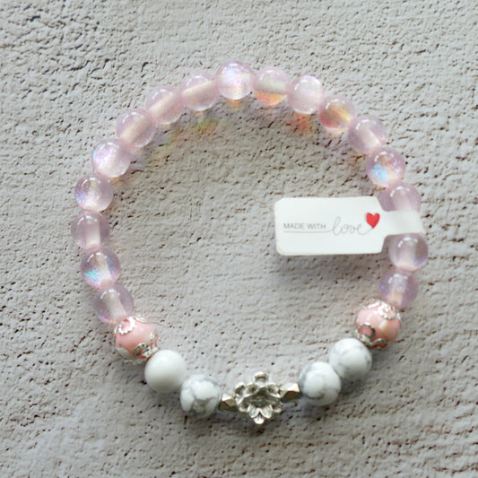 🌸 „Gelassenheit & Ruhe“ – Howlith & rosa Muschel mit Blume