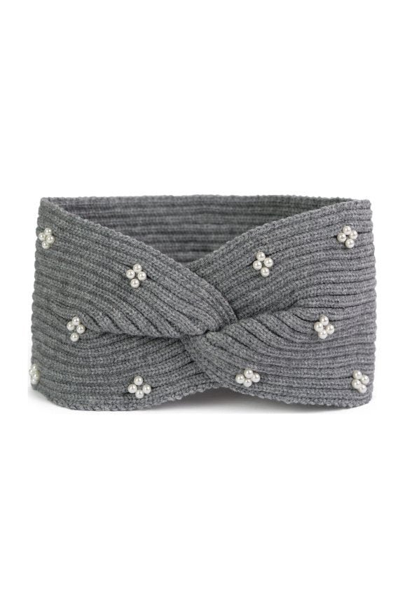 Stirnband Pearl mit Perlen in grau – elegantes Haarband für Winter & Alltag – stilvolles Accessoire von Essential Anders
