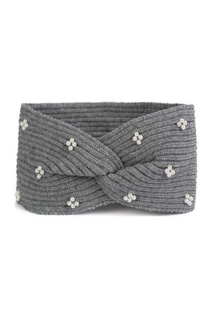 Stirnband Pearl mit Perlen in grau – elegantes Haarband für Winter & Alltag – stilvolles Accessoire von Essential Anders
