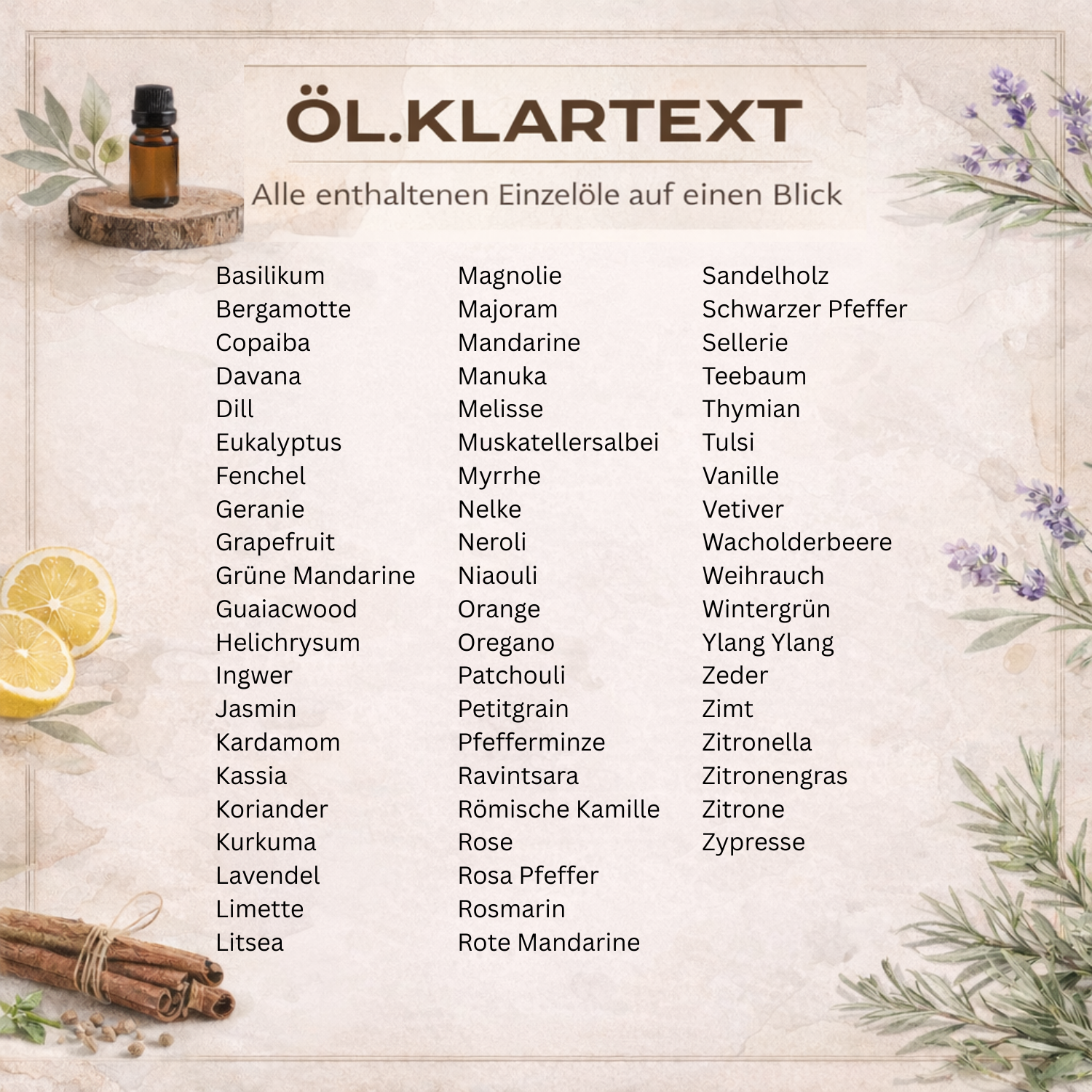ÖL.KLARTEXT – Kartenset für ätherische Öle