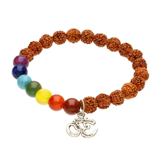 Rudraksha- und Chakra-Armband 8mm
