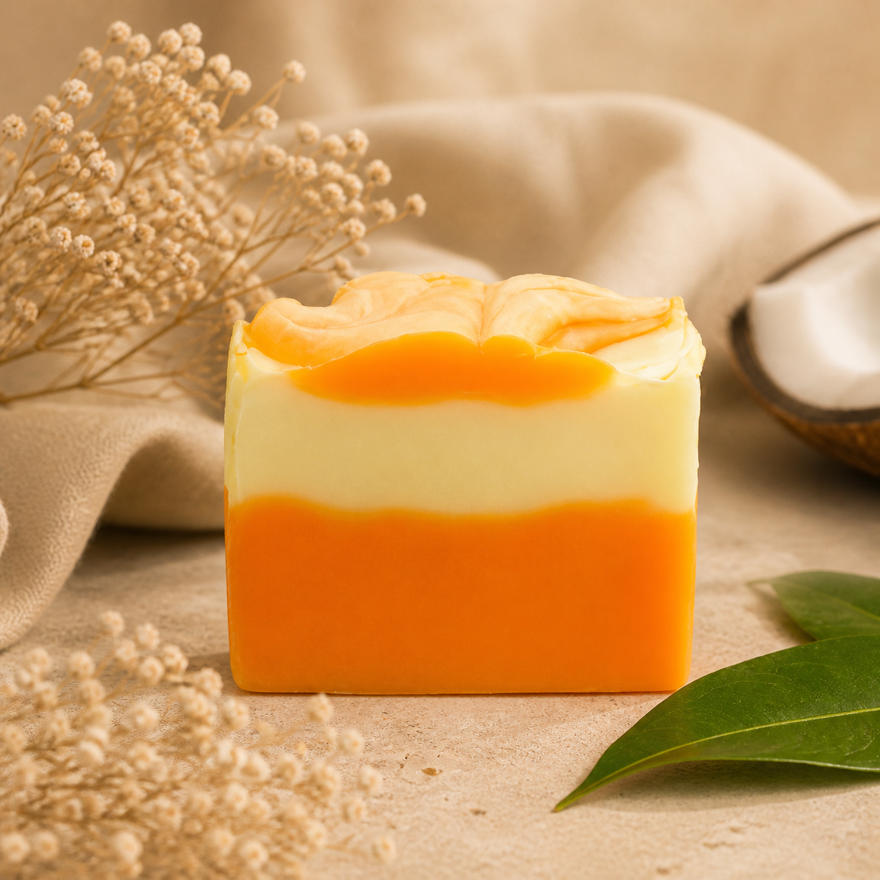 Handgemachte Naturseife Mango und Kokos