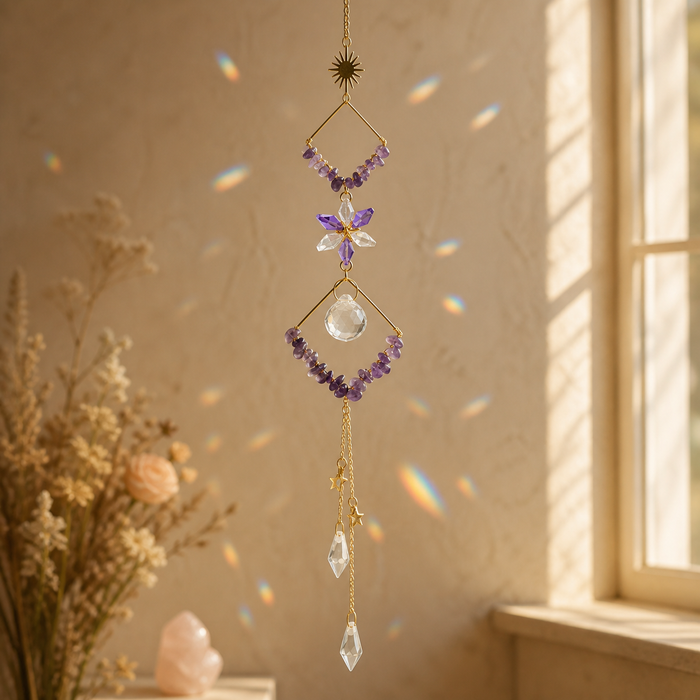 Sonnenfänger mit Amethyst & Rhomben